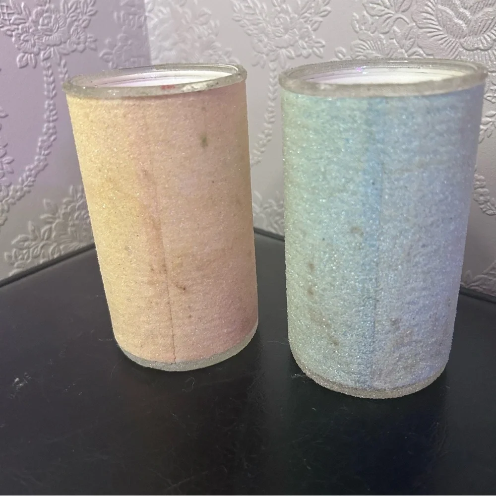 Vintage Danish Hummel Inspired Sugared Glass Candle holder pair
